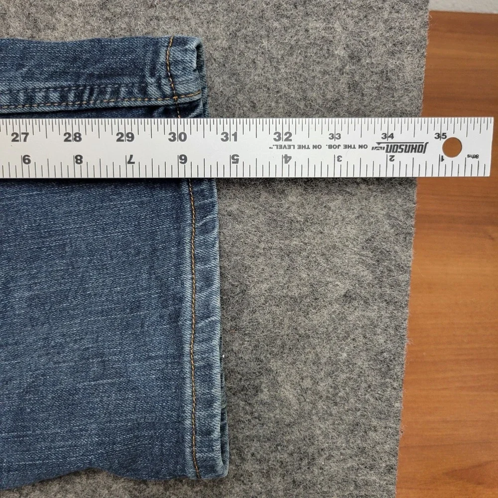 Wrangler Jeans Mens 44x30 Blue Denim Stretch Faded Grunge Straight Fit Americana